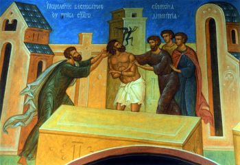Роспись на северной стене придела преподобного Димитрия Прилуцкого