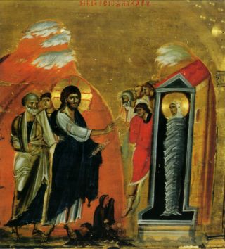Центральная часть эпистилия со сценой Воскрешения Лазаря. XII век. Фрагмент.