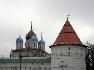  Новоспасский монастырь в Москве, купола Спасо-Преображенского собора и Северо-восточная башня