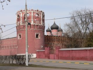 Донской мужской монастырь в Москве, угловая башня и купола собора Донской иконы Божией Матери