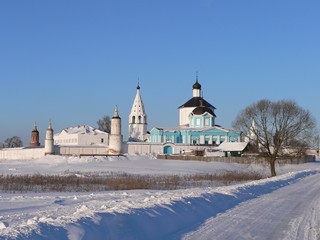 Старое Бобренево. Богородице-Рождественский Бобренев мужской монастырь. Вид с дороги.
