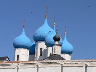Серпухов, Высоцкий мужской монастырь. Купола Зачатьевского собора Высоцкого монастыря.