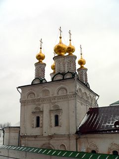 Рязань, Рязанский кремль, Вид с галереи Успенского собора на купола Богоявленской церкви