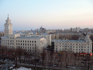 Вид на город Воронеж с колокольни Благовещенского собора.