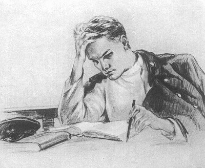 Ульянов (Ленин) на каникулах. Рисунок художника Н. Жукова.